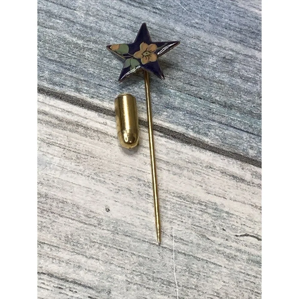 Enamel Star‎ Stick Lapel Pin Tie Tac Hat Brooch Flower estate